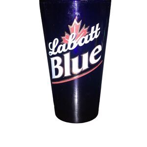 Vintage Labatt Blue Glass Pint Beer Cobalt Blue Canadian Maple Leaf Gold Red Lin